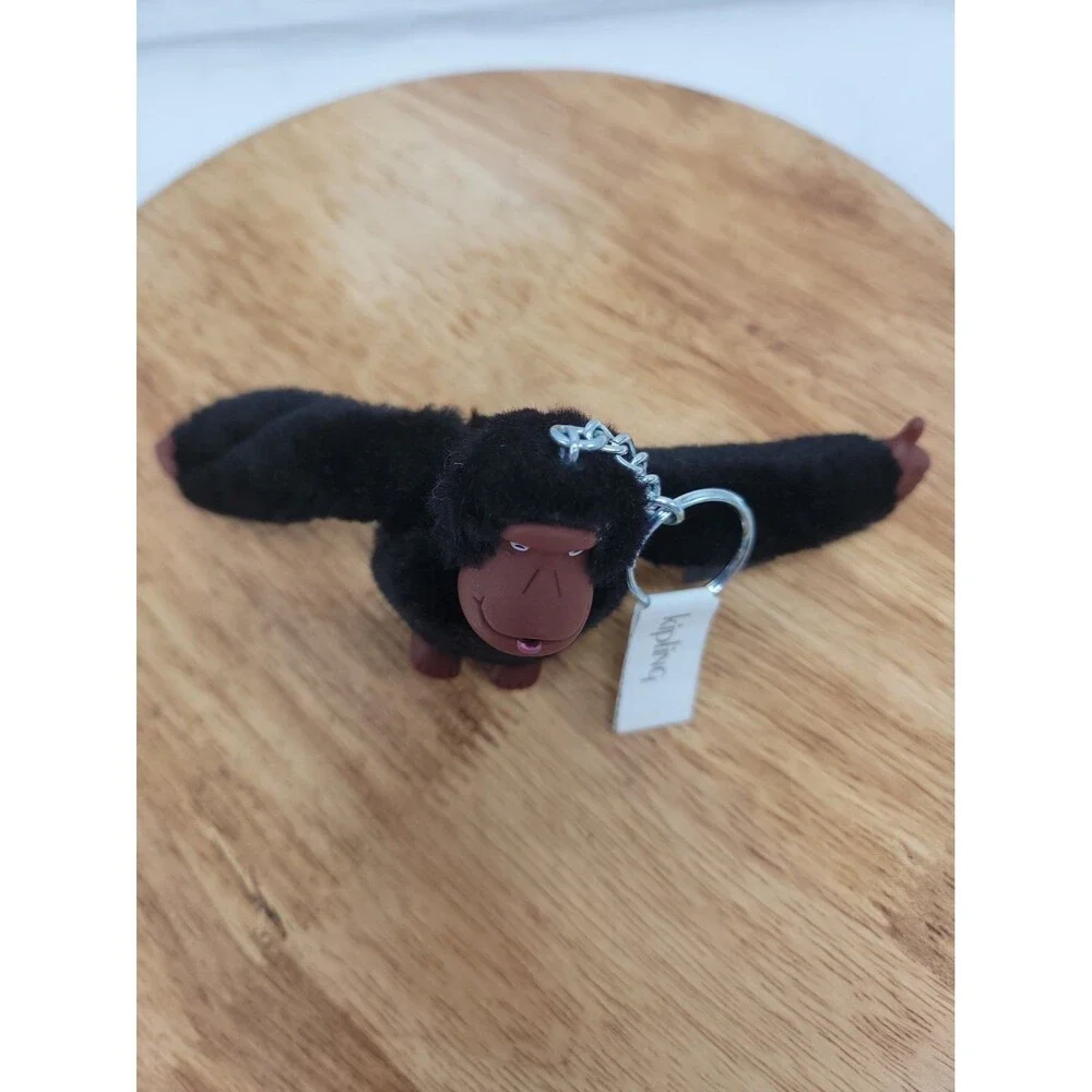 KIPLING LEANDRO Bag Charm Hang Tag Black Monkey Silver Hardware